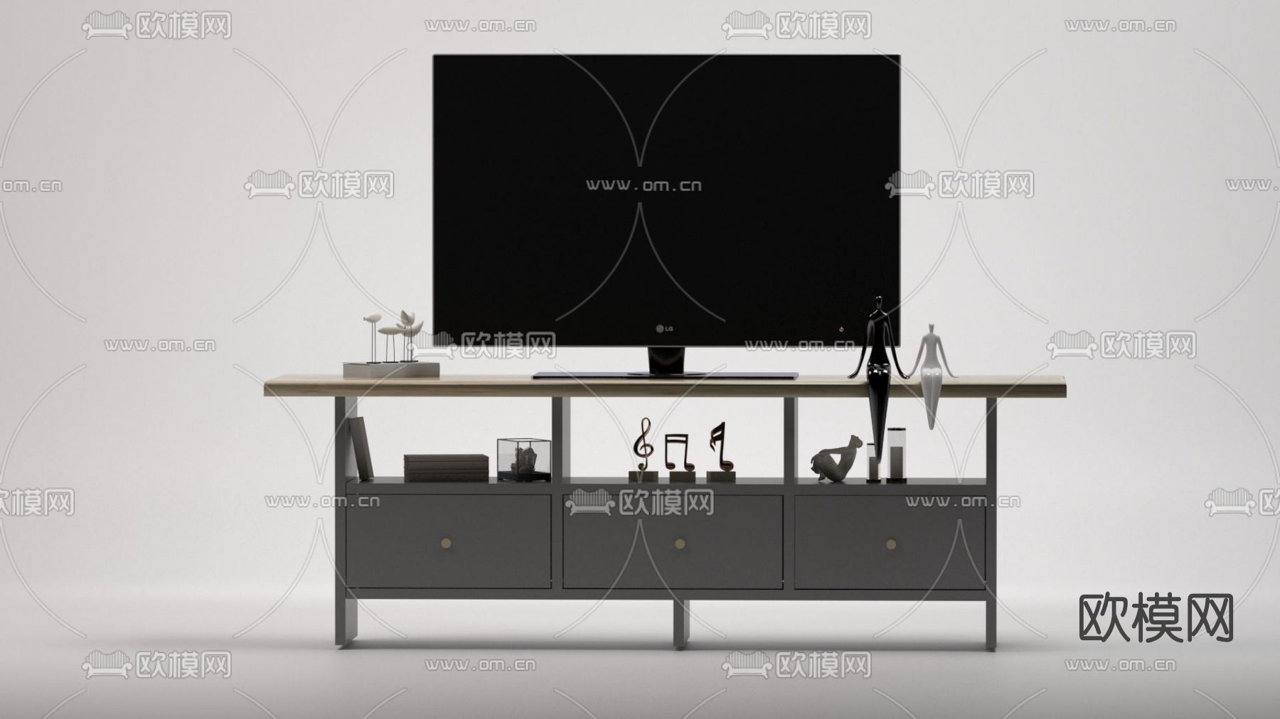 现代电视柜免费3d模型下载