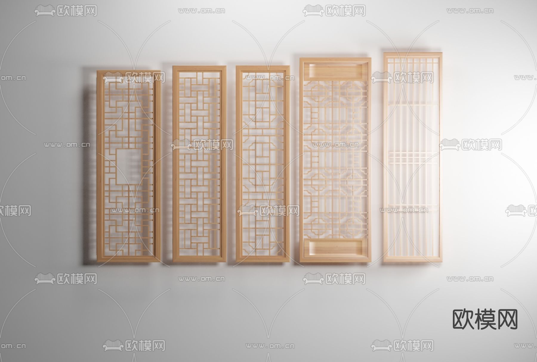 新中式屏风隔断免费3d模型下载