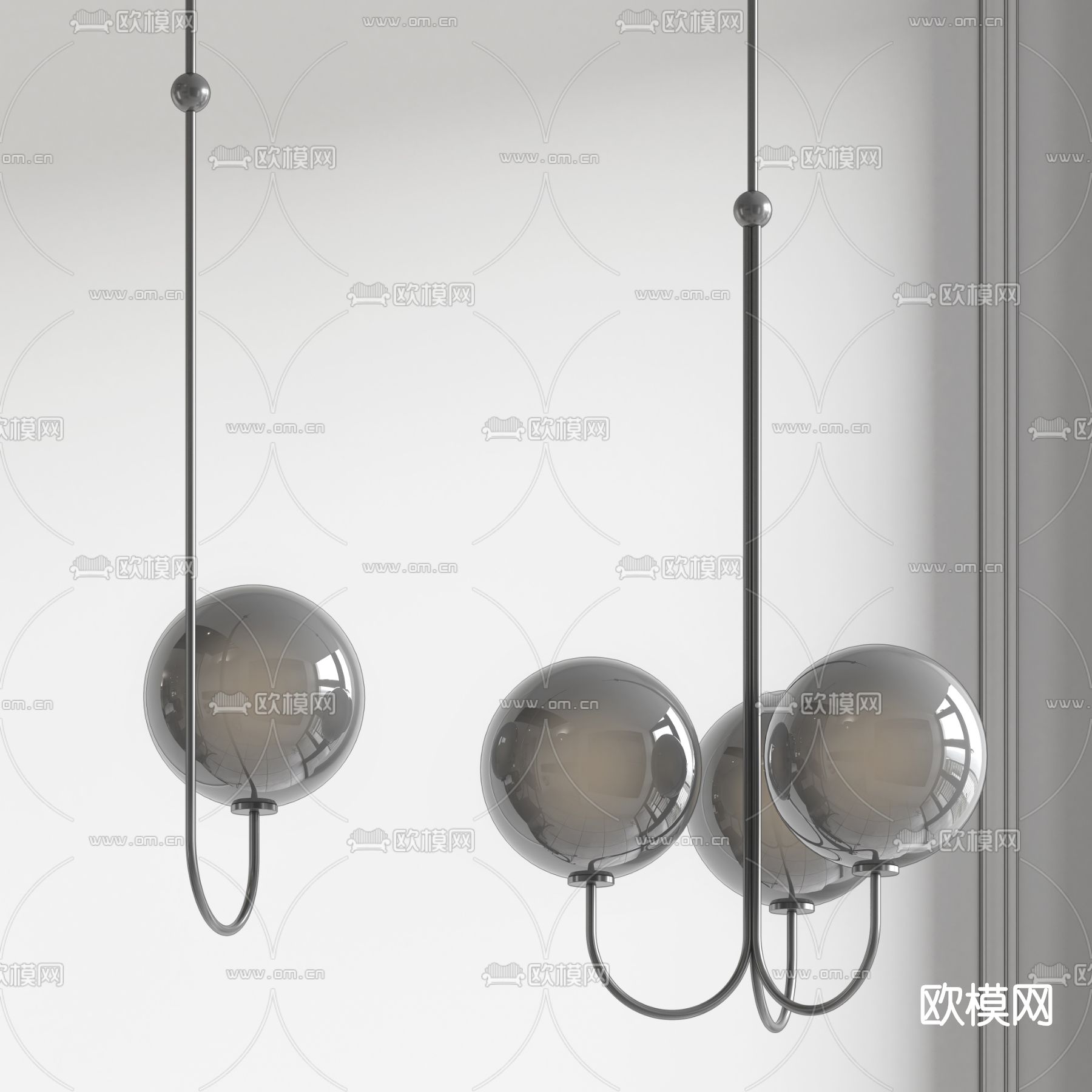 现代多头吊灯su模型下载（渲染图1）