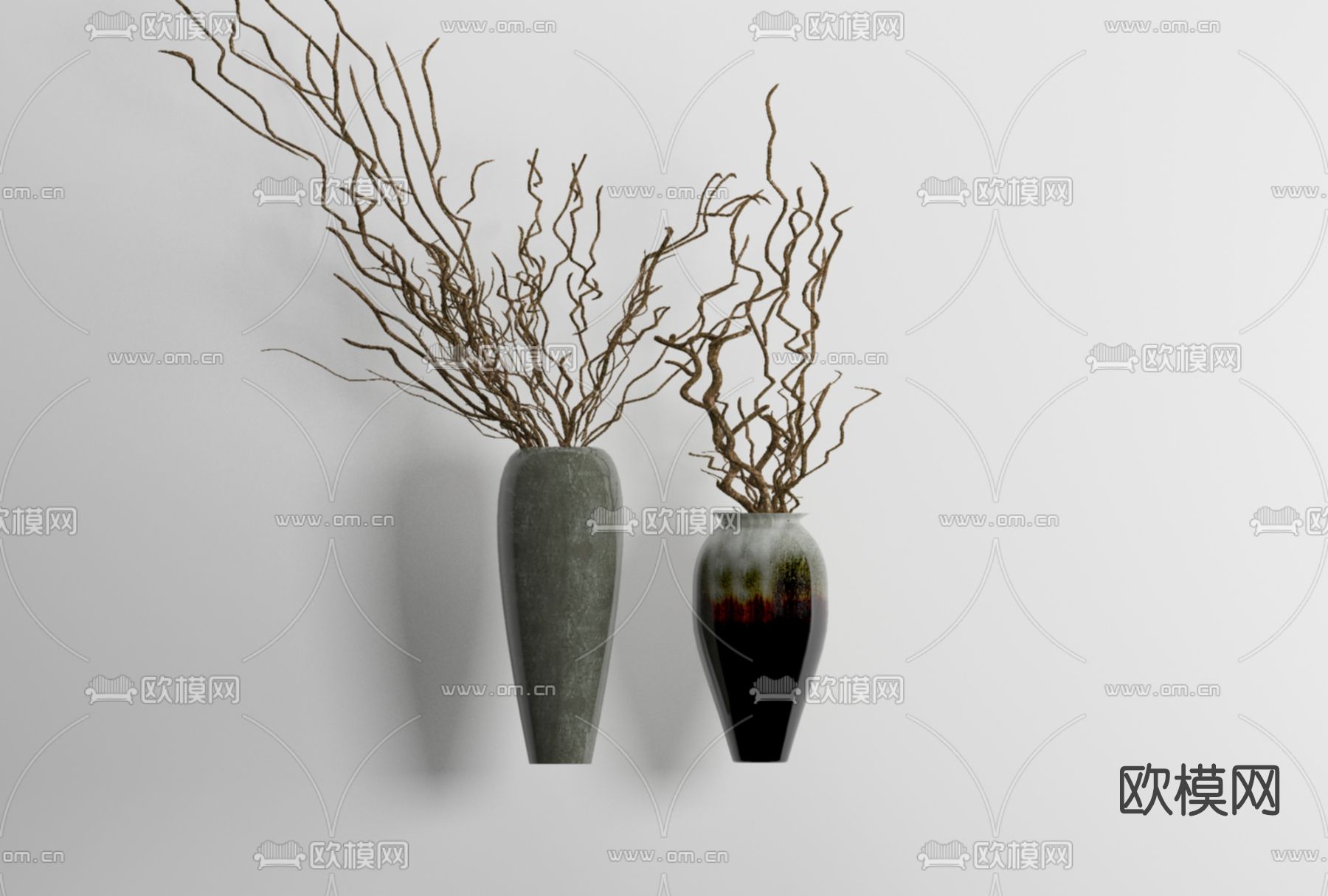 新中式花瓶花艺免费3d模型下载