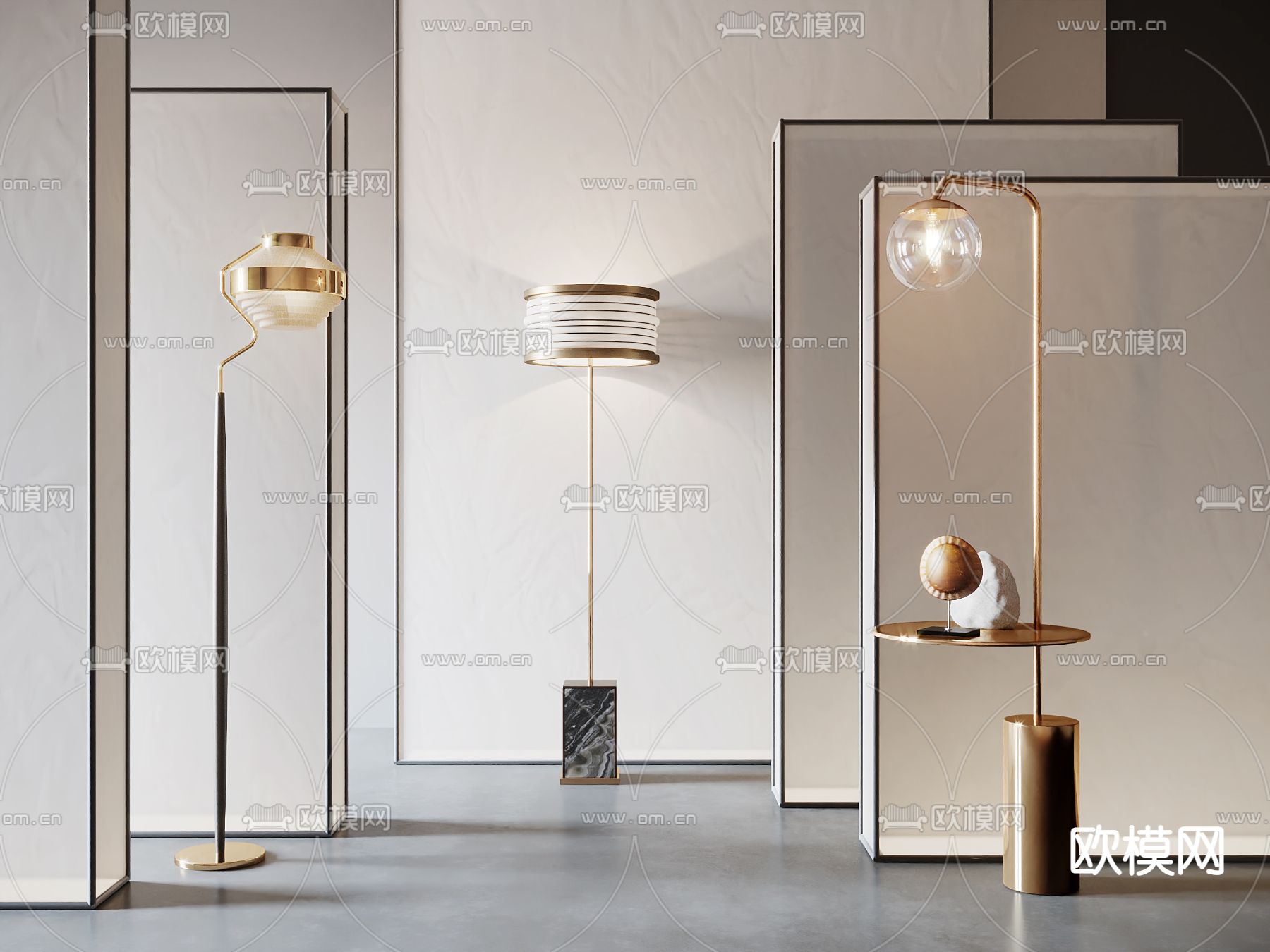 现代金属落地灯3d模型下载