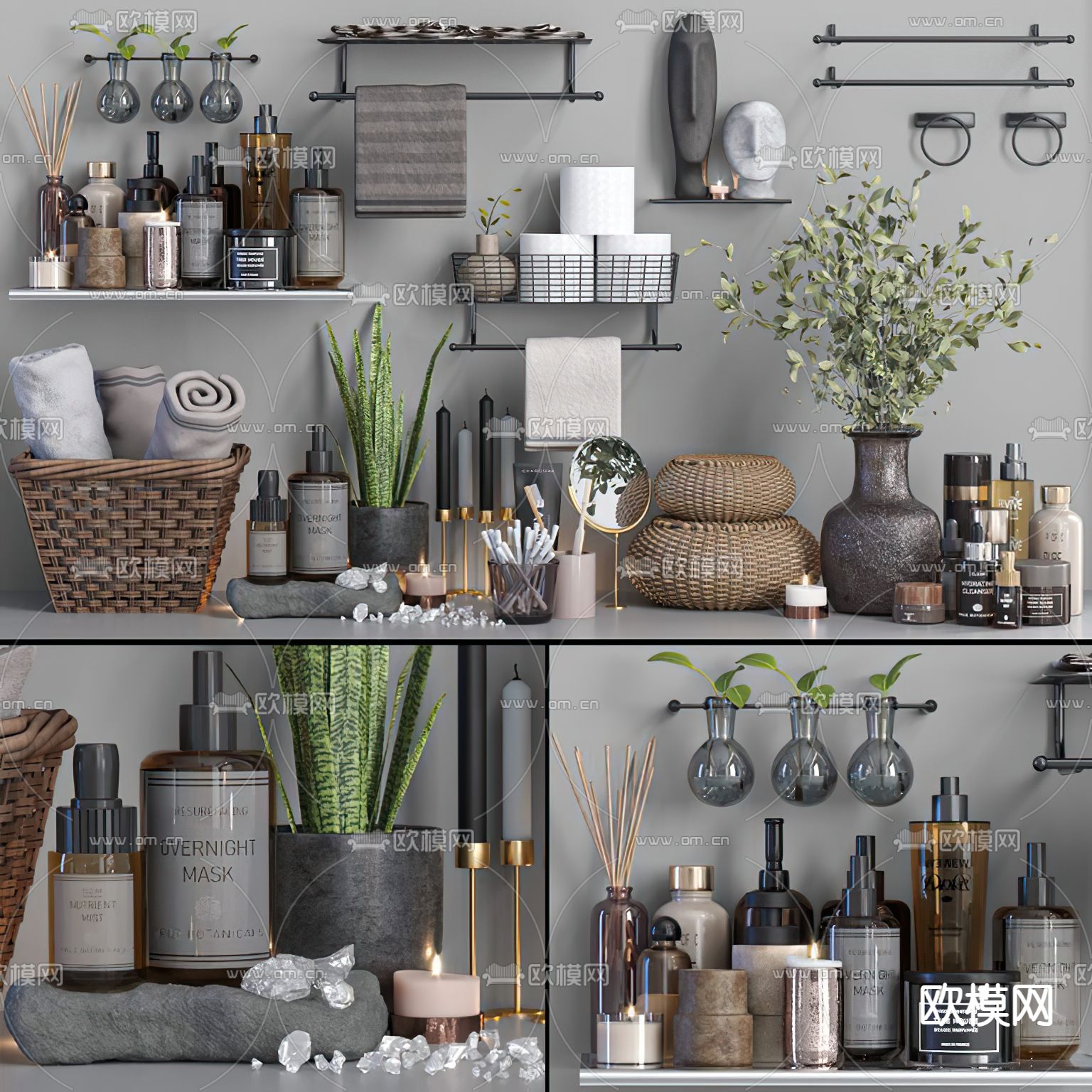 现代洗护洗涤用品3d模型下载（渲染图1）