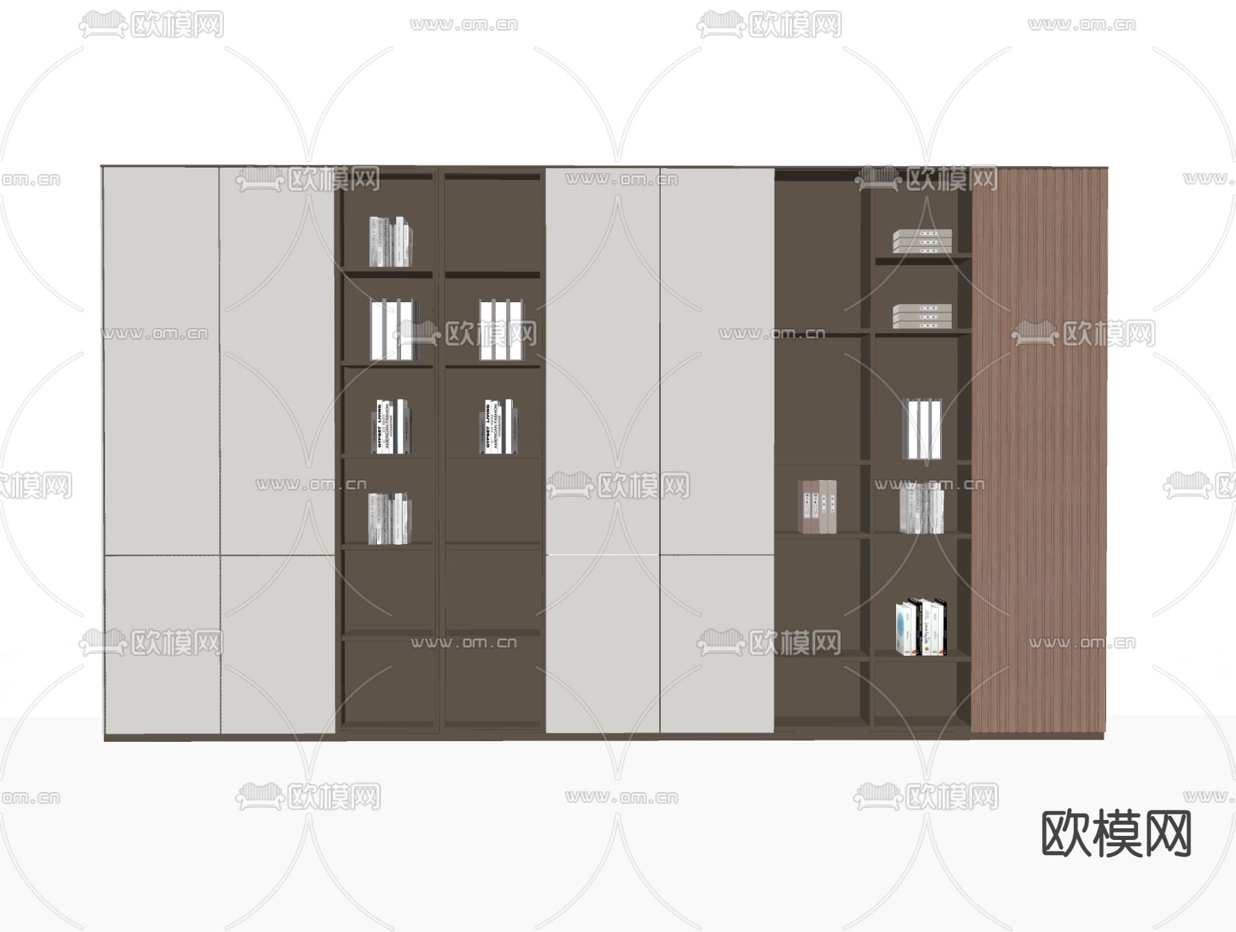 现代轻奢书柜su模型下载（渲染图2）