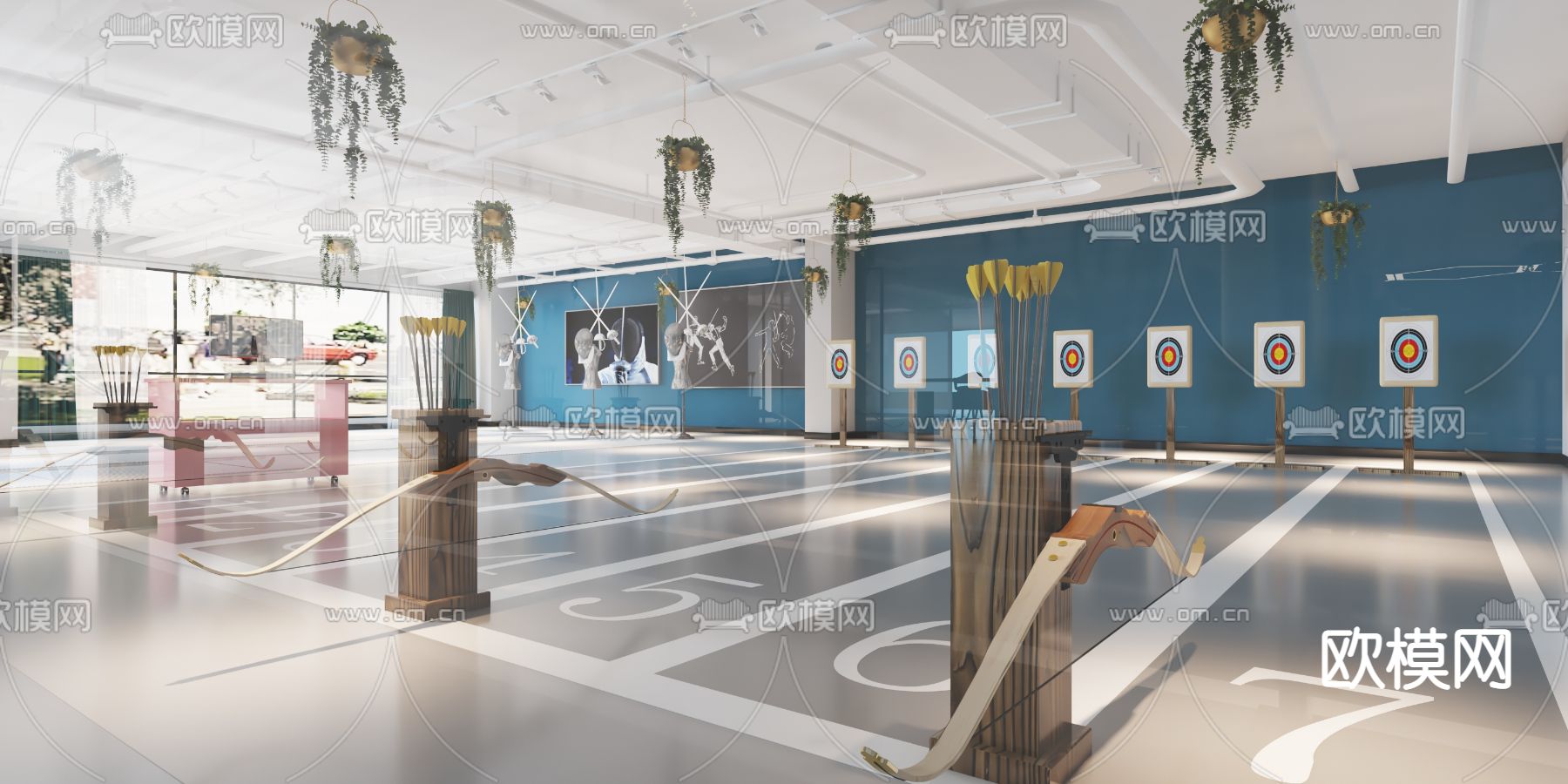 现代射箭馆3d模型下载（渲染图1）