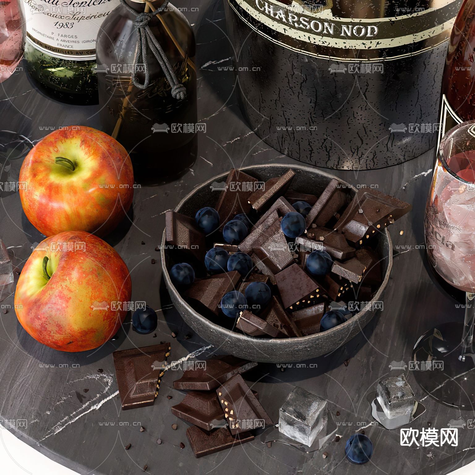 现代冰桶酒水饮料3d模型