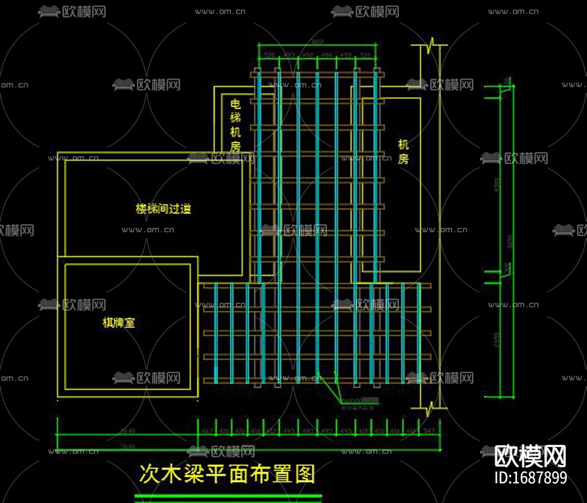屋顶花园廊架木结构cad施工图下载（渲染图2）