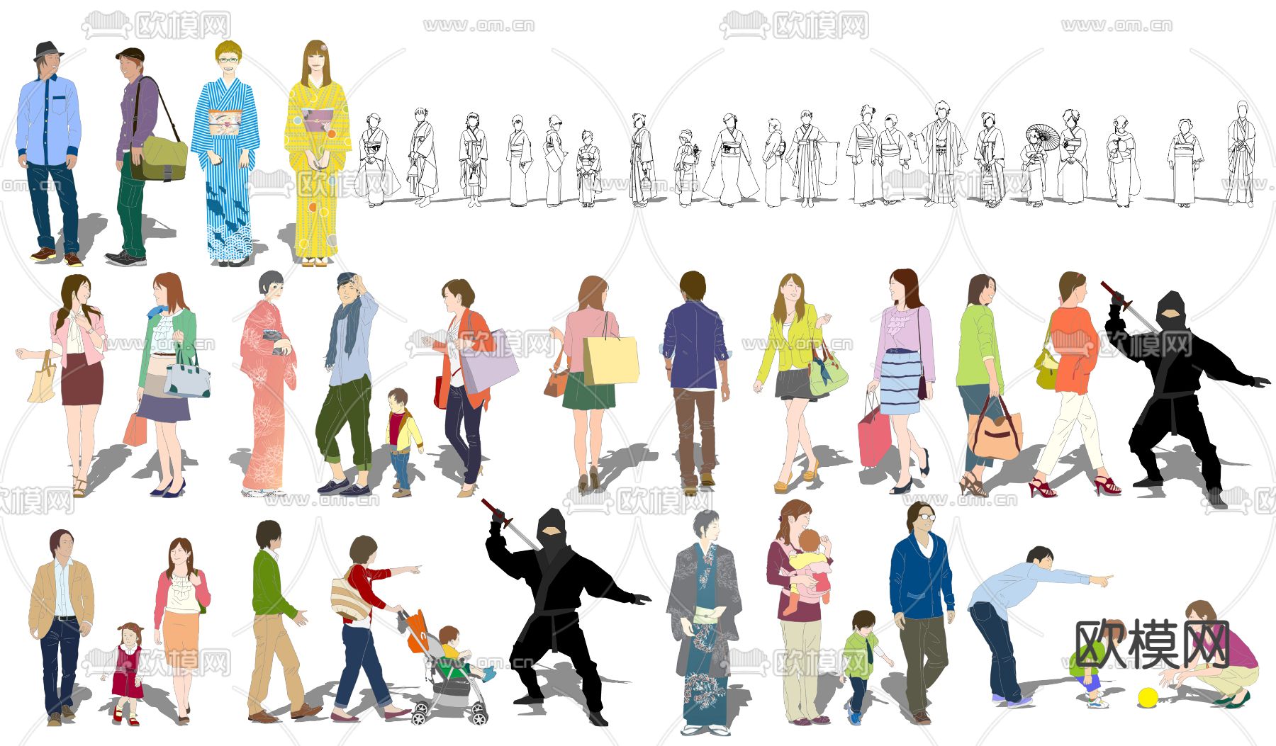 日式2D人物su模型下载