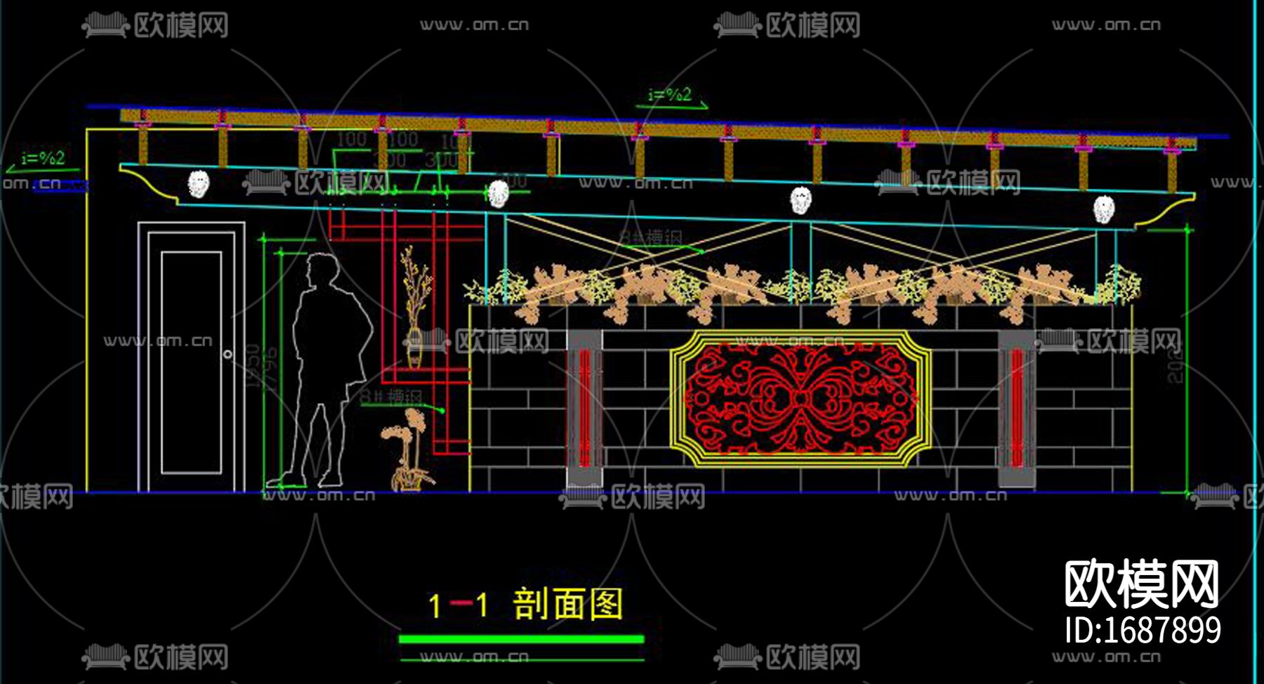 屋顶花园廊架木结构cad施工图下载（渲染图6）