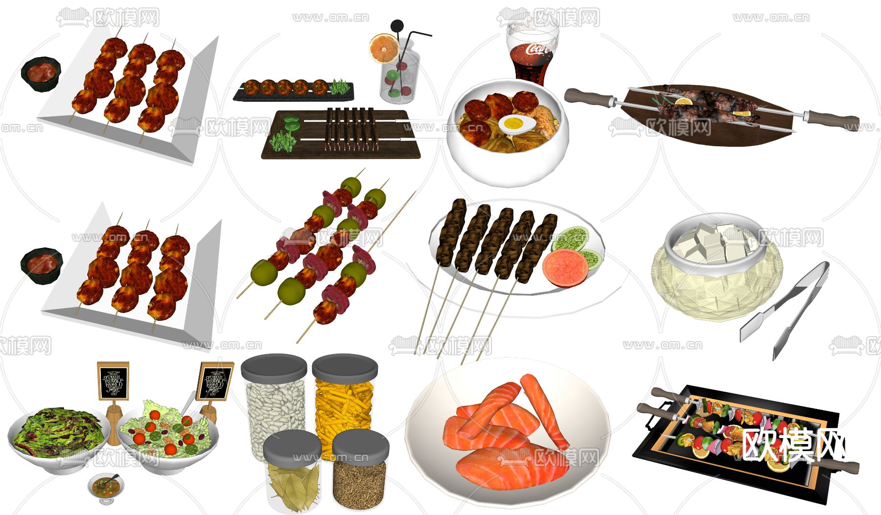 现代食物生鱼片su模型下载