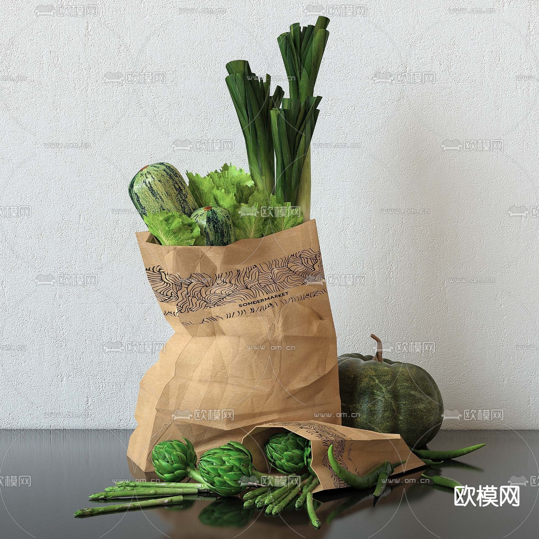 现代水果蔬菜3d模型