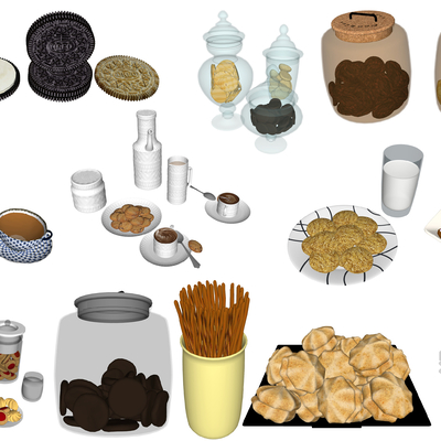  现代食物饼干su模型 