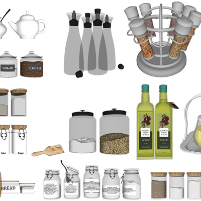  现代调味品酱料食材su模型 