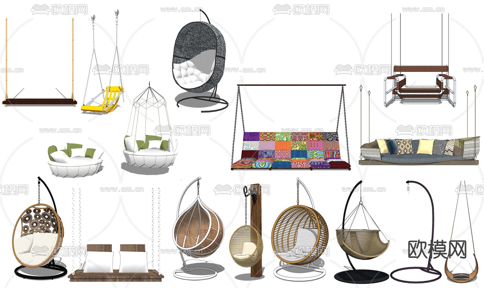 现代吊椅休闲椅su模型下载