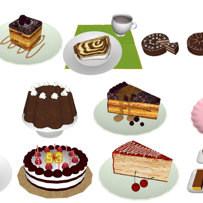  现代食物蛋糕su模型 