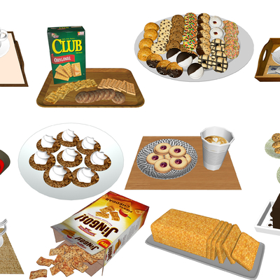  现代食物饼干su模型 