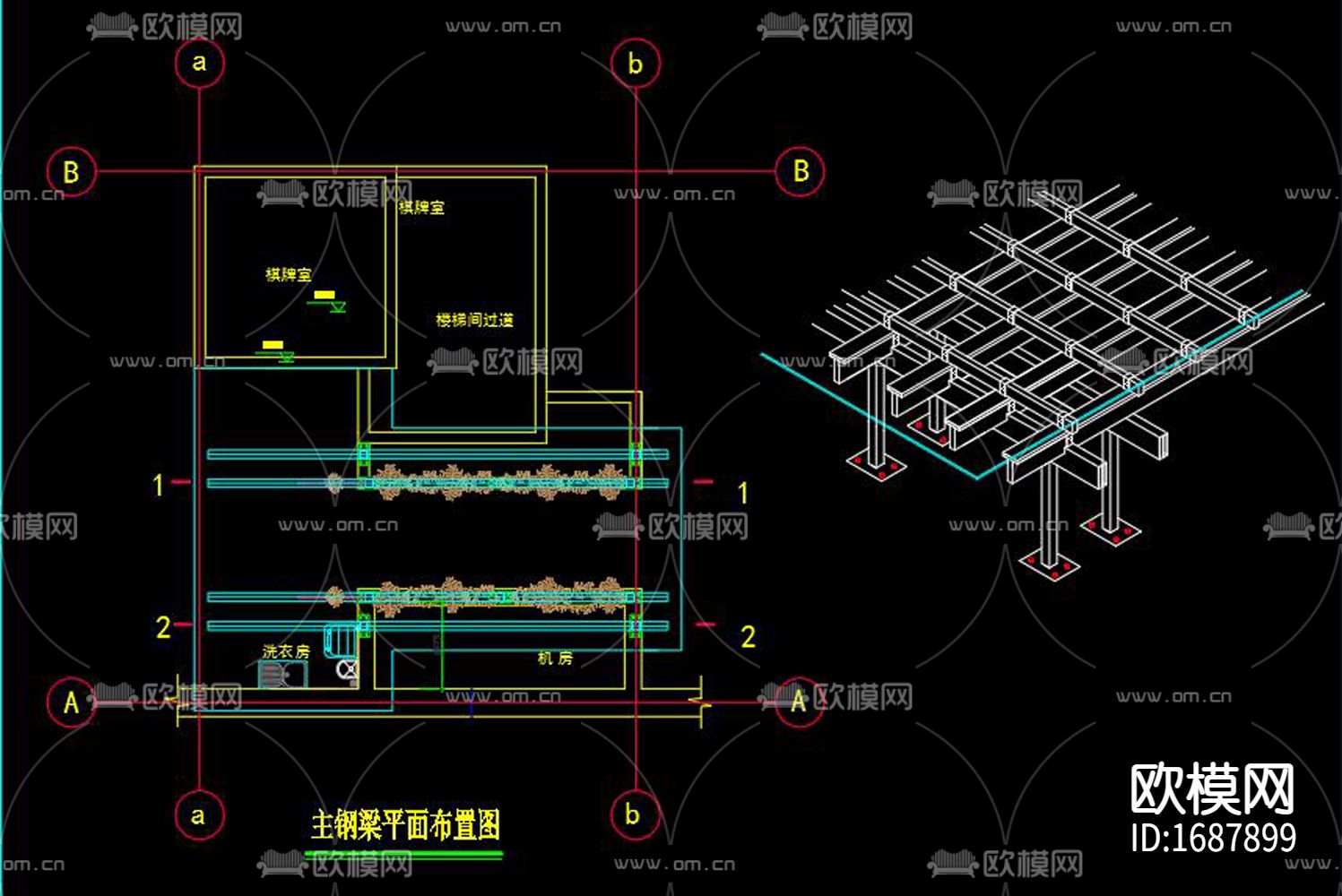 屋顶花园廊架木结构cad施工图下载（渲染图4）