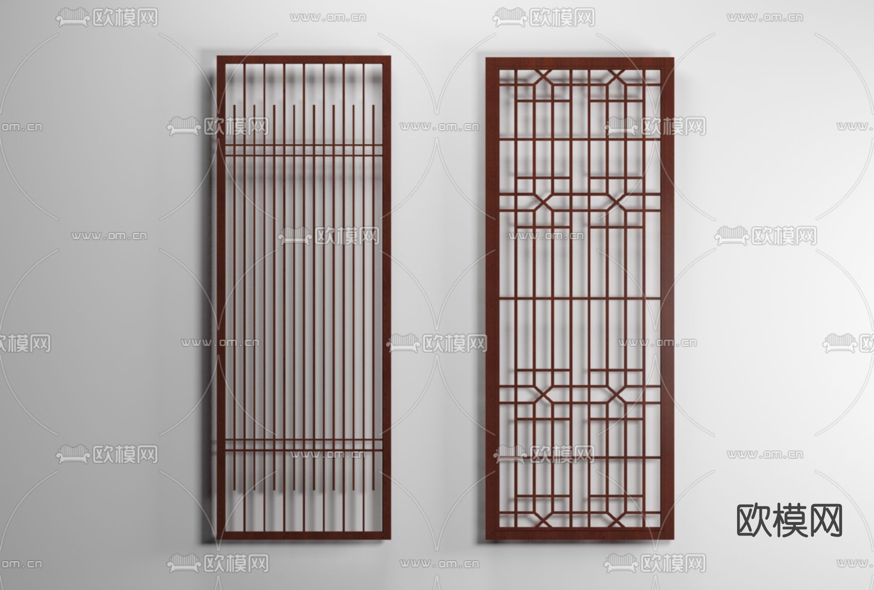 新中式屏风隔断免费3d模型下载