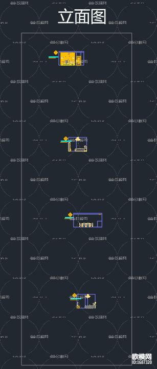 复式客厅cad施工图下载（渲染图3）