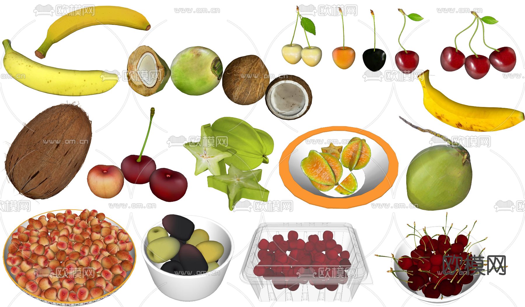 现代杨桃椰子樱桃枣su模型下载