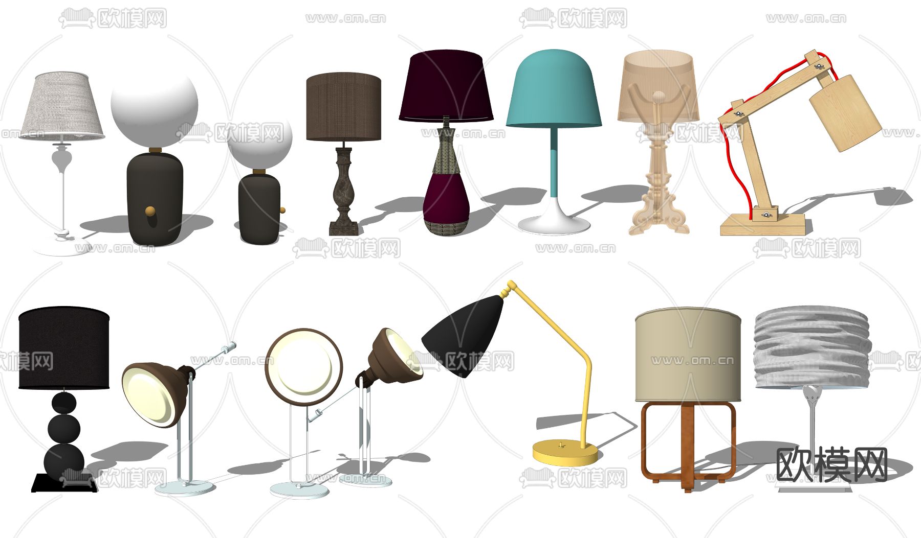 现代台灯su模型下载