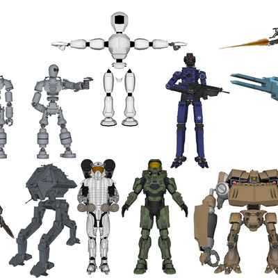  现代机器人玩具su模型 