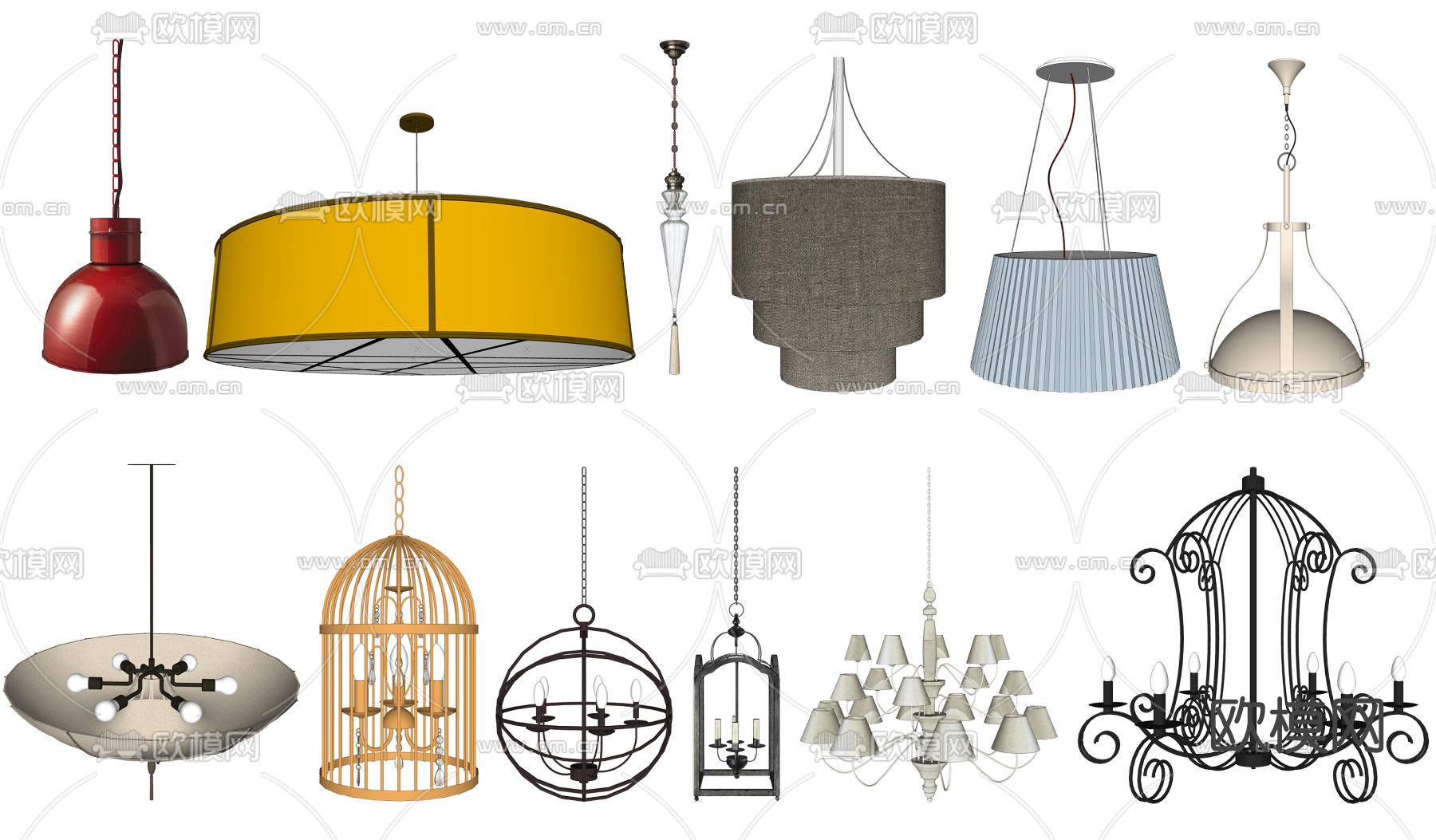 简欧吊灯su模型下载