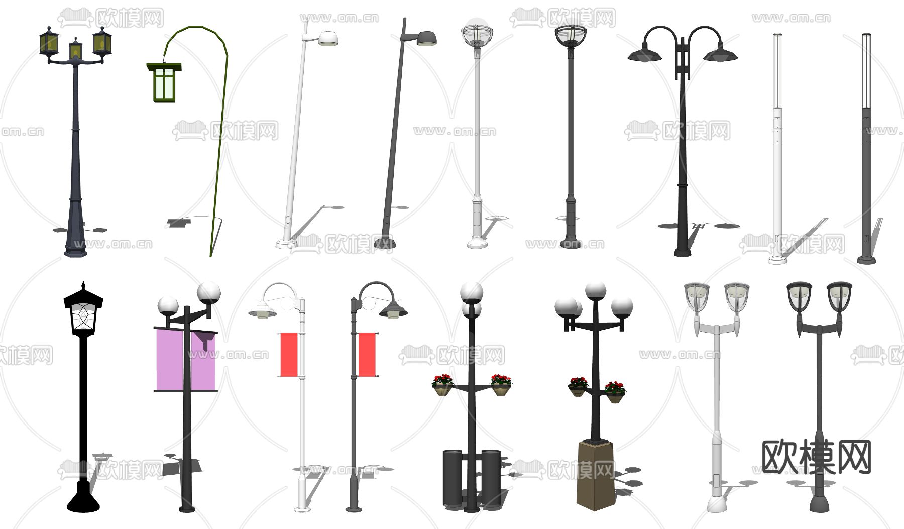 现代景观路灯su模型下载