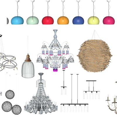  简欧装饰吊灯su模型 