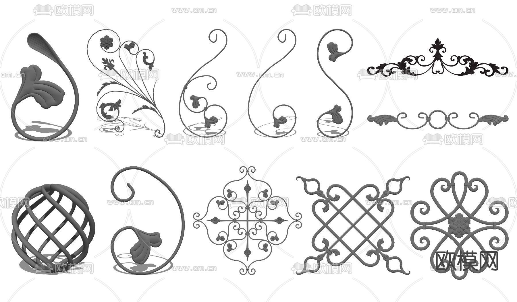 欧式铁艺饰品墙饰挂件su模型下载