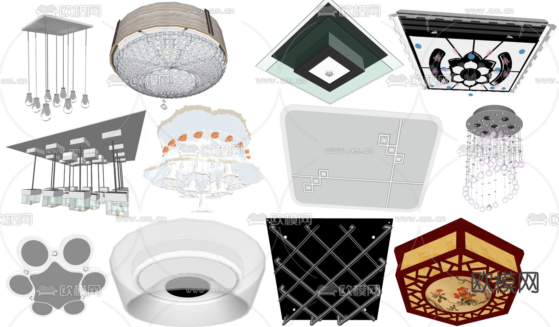 现代吸顶灯su模型下载