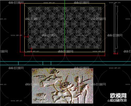 石膏浮雕cad大样图下载（渲染图8）