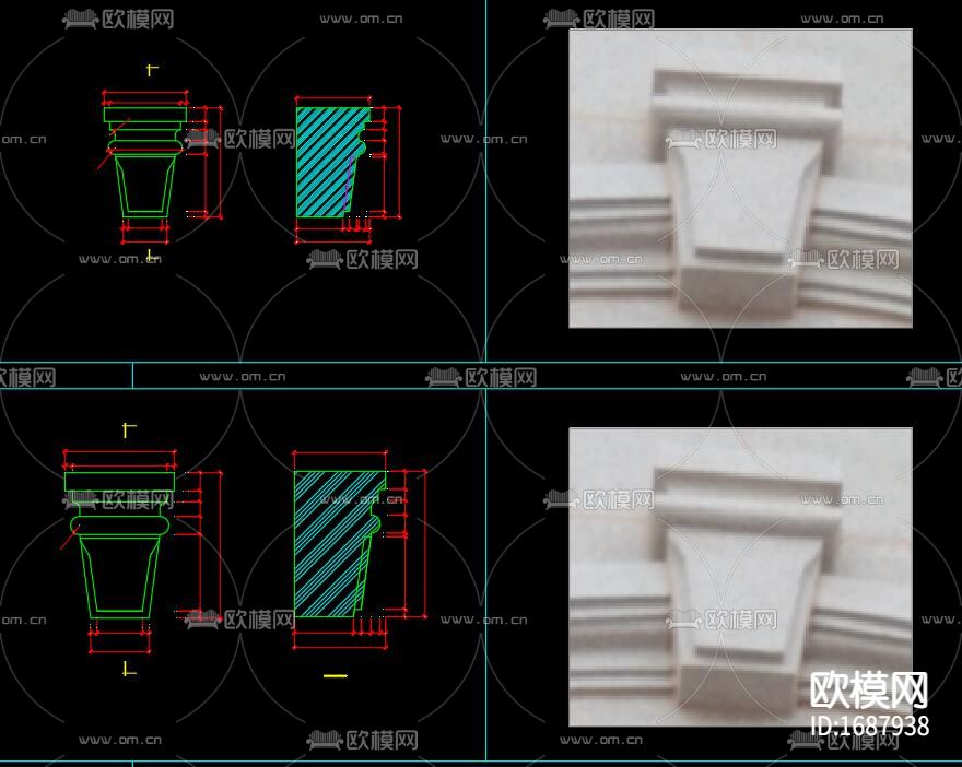 石膏浮雕cad大样图下载（渲染图1）