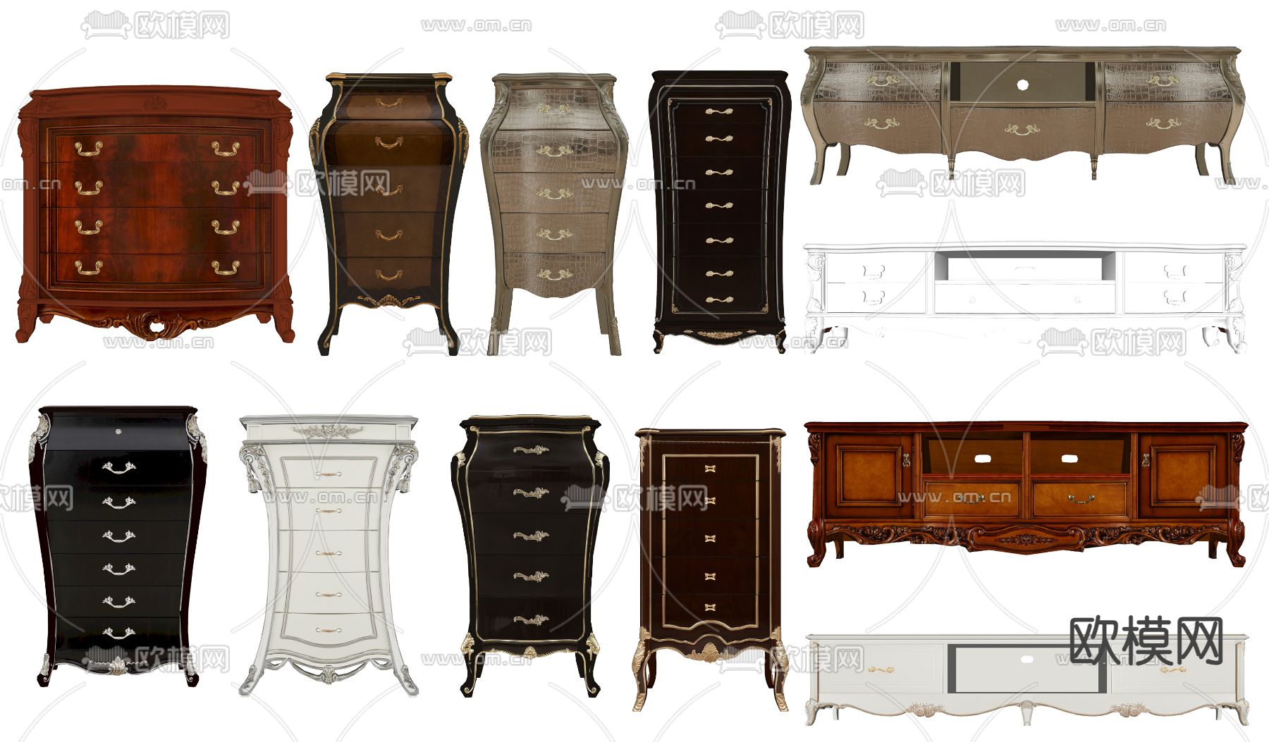 欧式宫廷风电视柜斗柜su模型下载