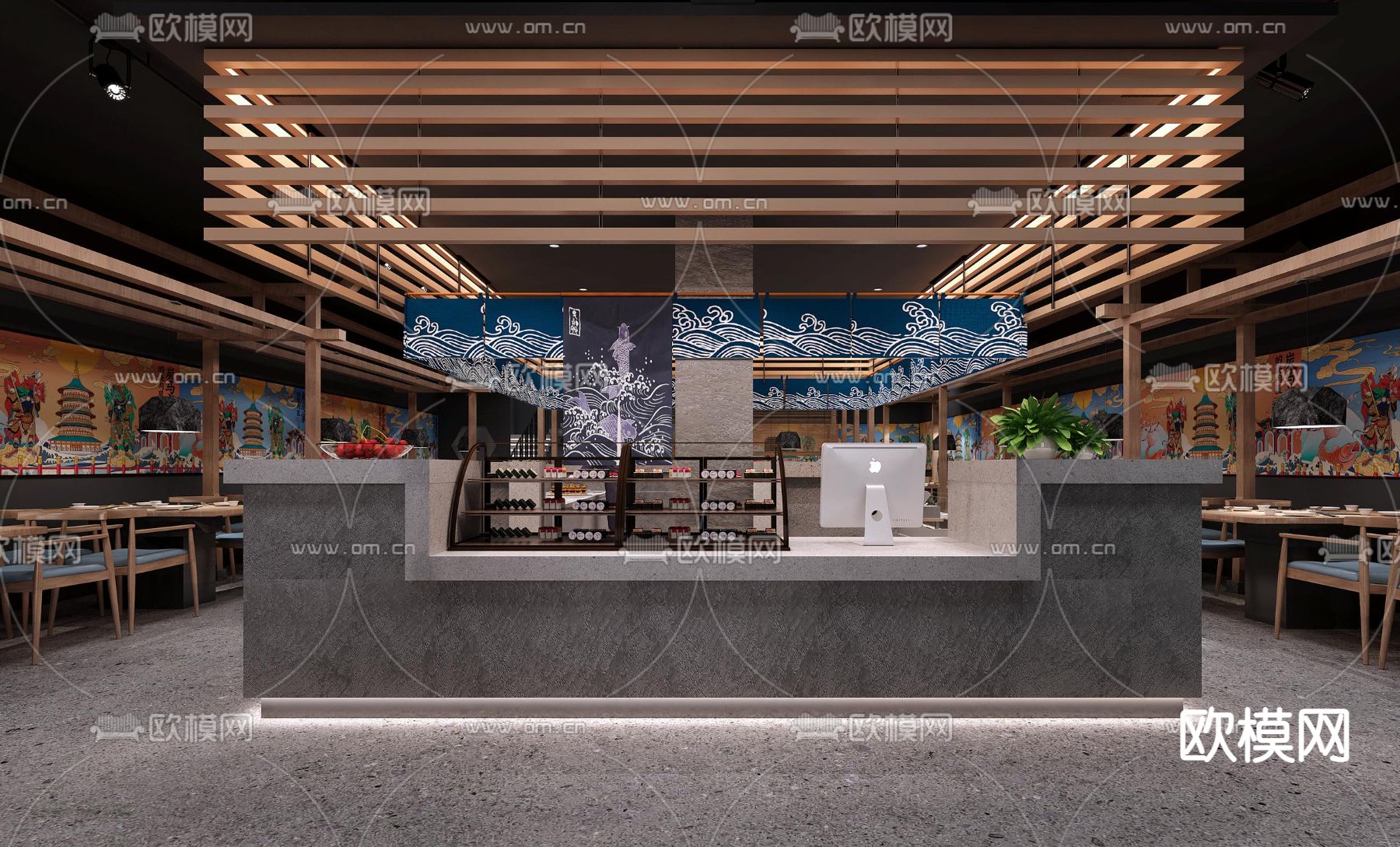 韩式自助烤肉店3d模型