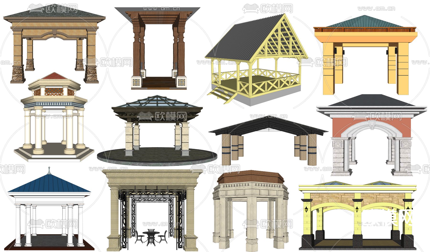 欧式亭子凉亭su模型下载