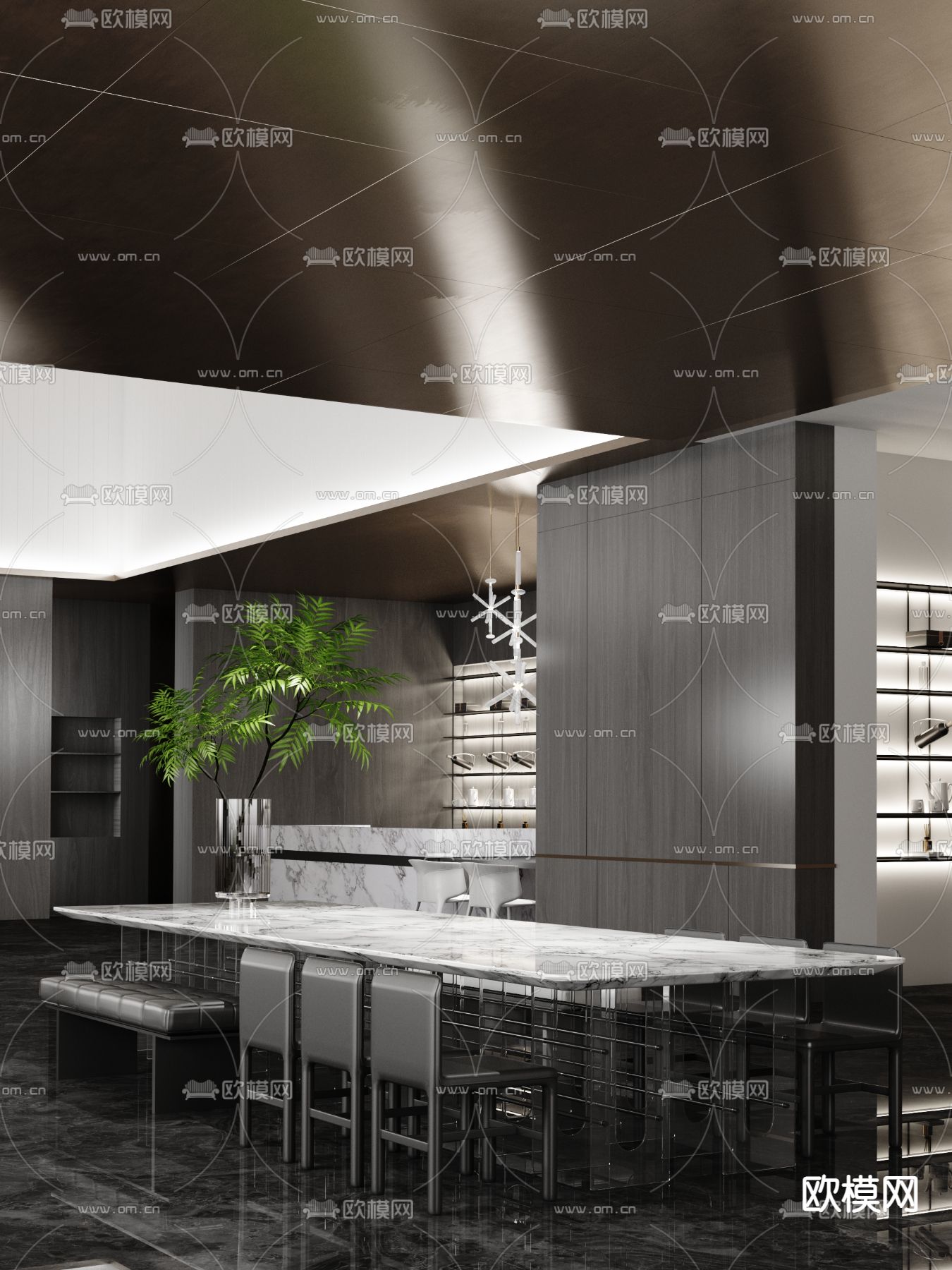 GFD广飞设计 现代售楼处水吧台3d模型下载