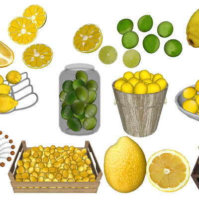  现代水果柠檬su模型 