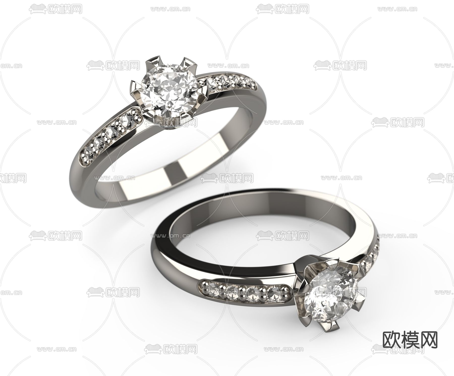 现代钻石戒指3d模型下载