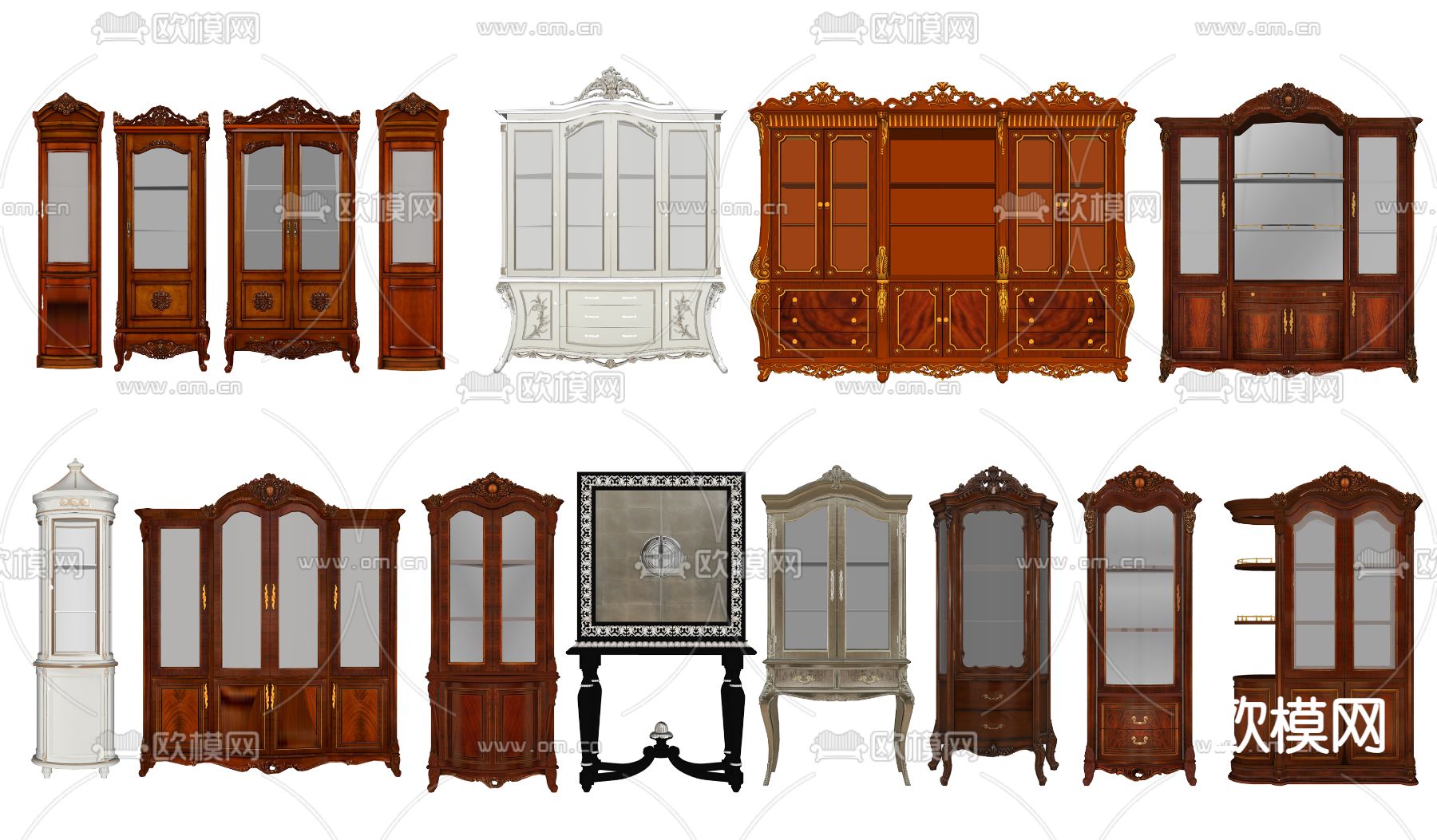 欧式宫廷风储物柜su模型下载