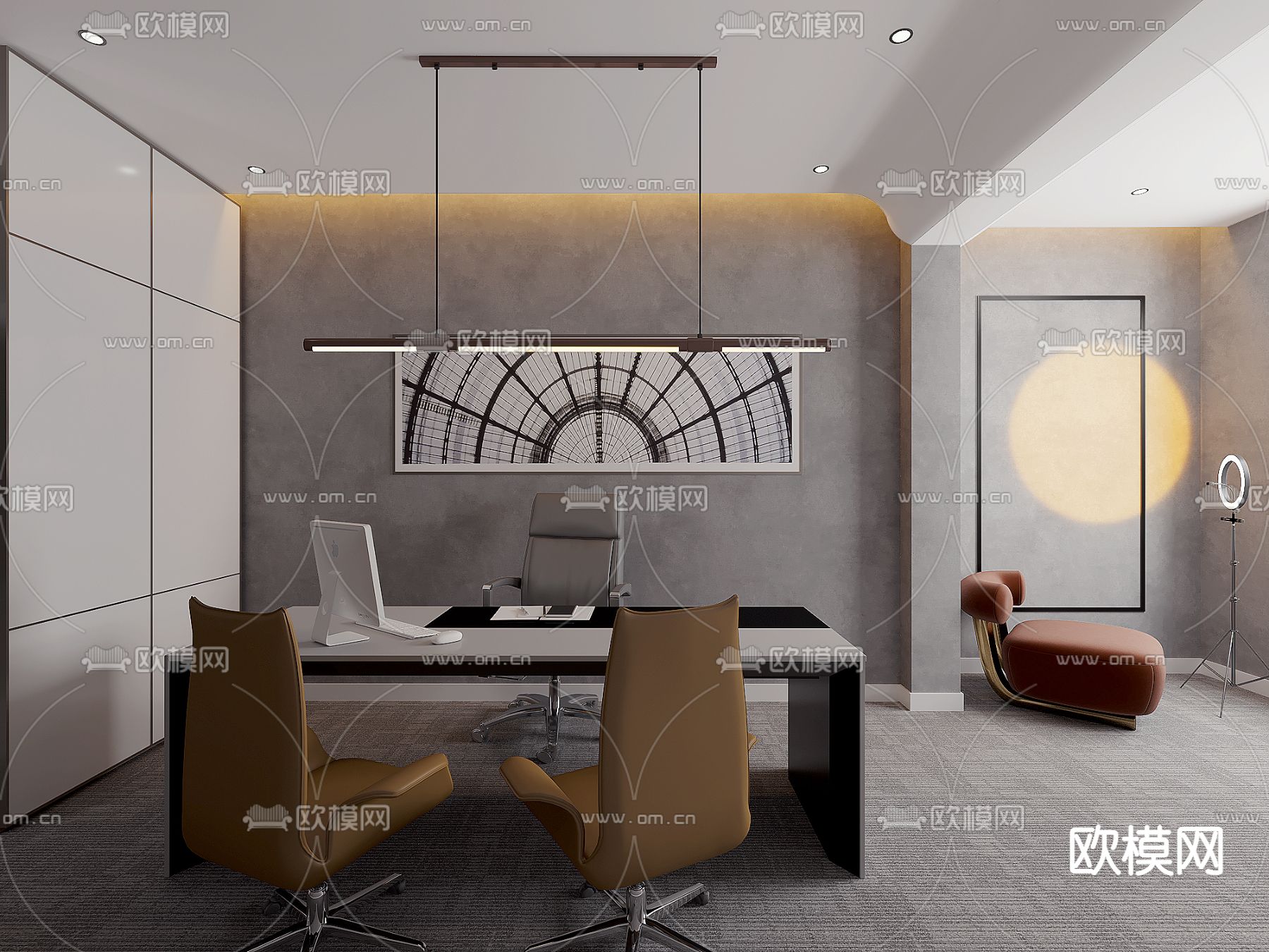 现代办公室会议室免费3d模型下载（渲染图3）