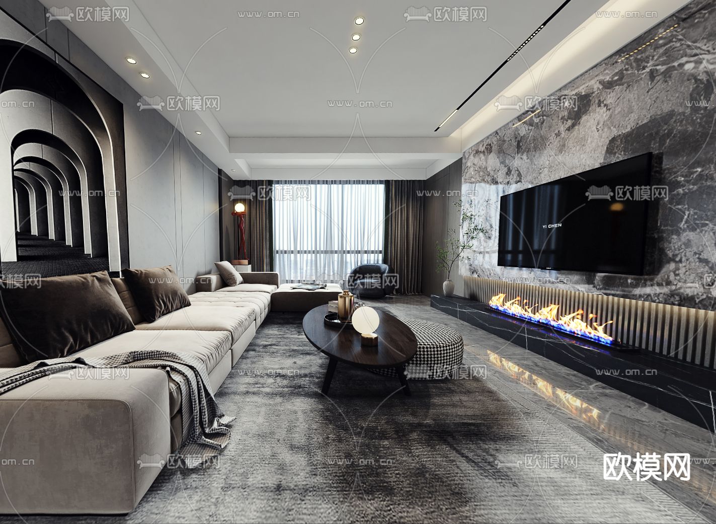 现代轻奢客餐厅vr全景3d模型