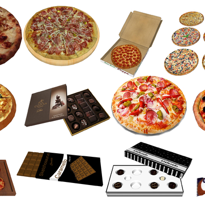  现代食物披萨巧克力su模型 