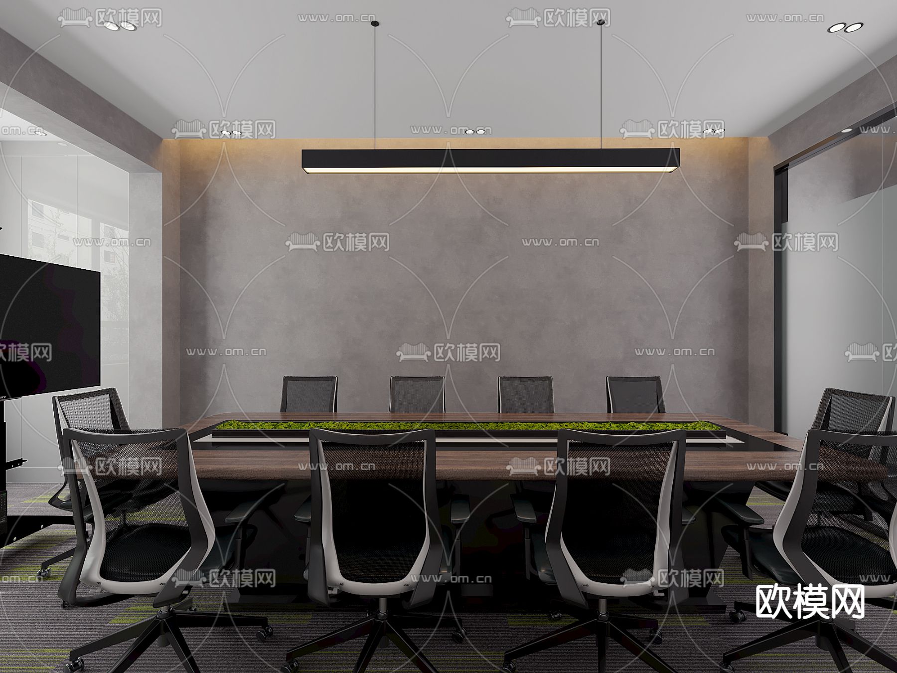 现代办公室会议室免费3d模型下载（渲染图2）