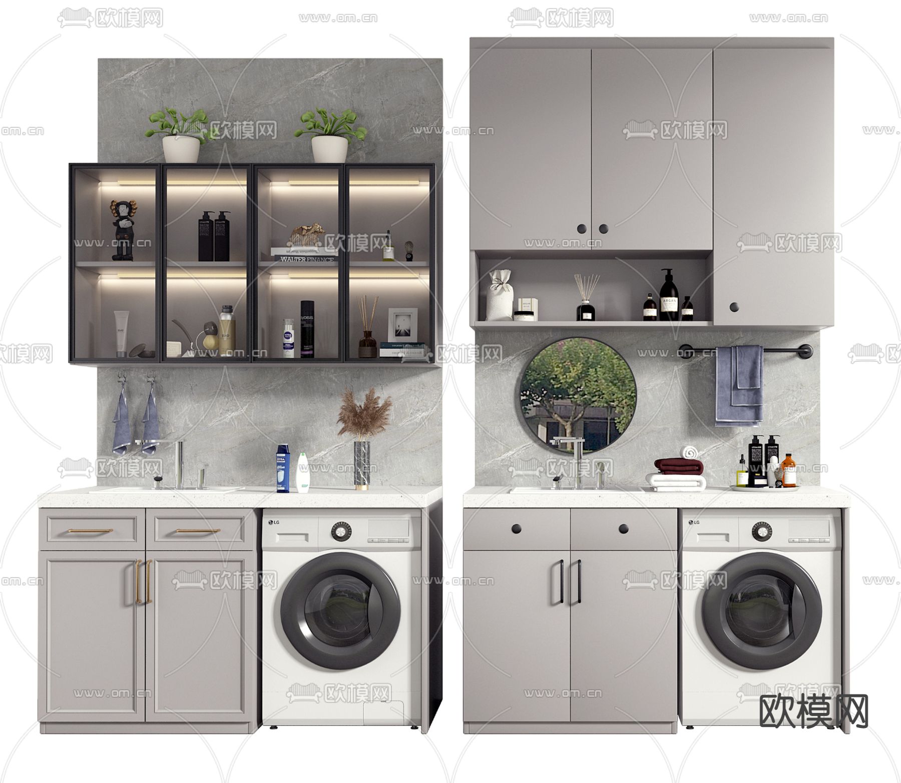 现代浴室柜洗衣机柜3d模型下载