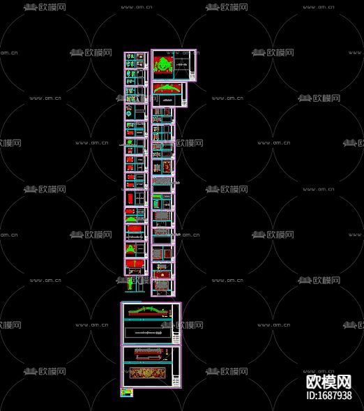 石膏浮雕cad大样图下载（渲染图10）