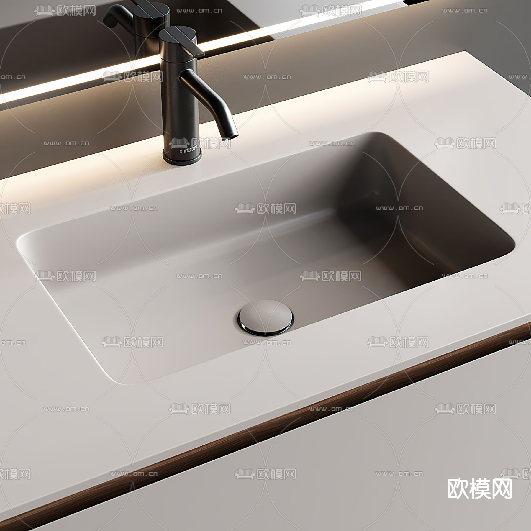 现代双盆洗手台3d模型