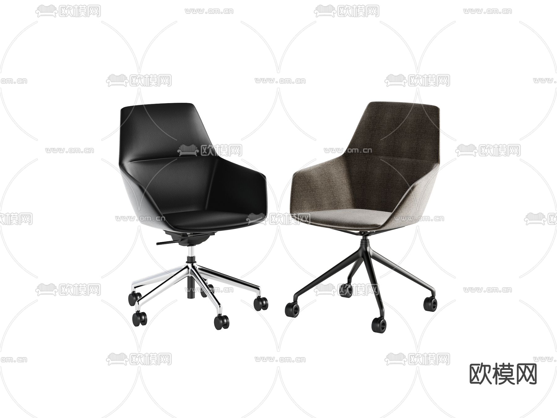 现代皮革办公转椅3d模型下载