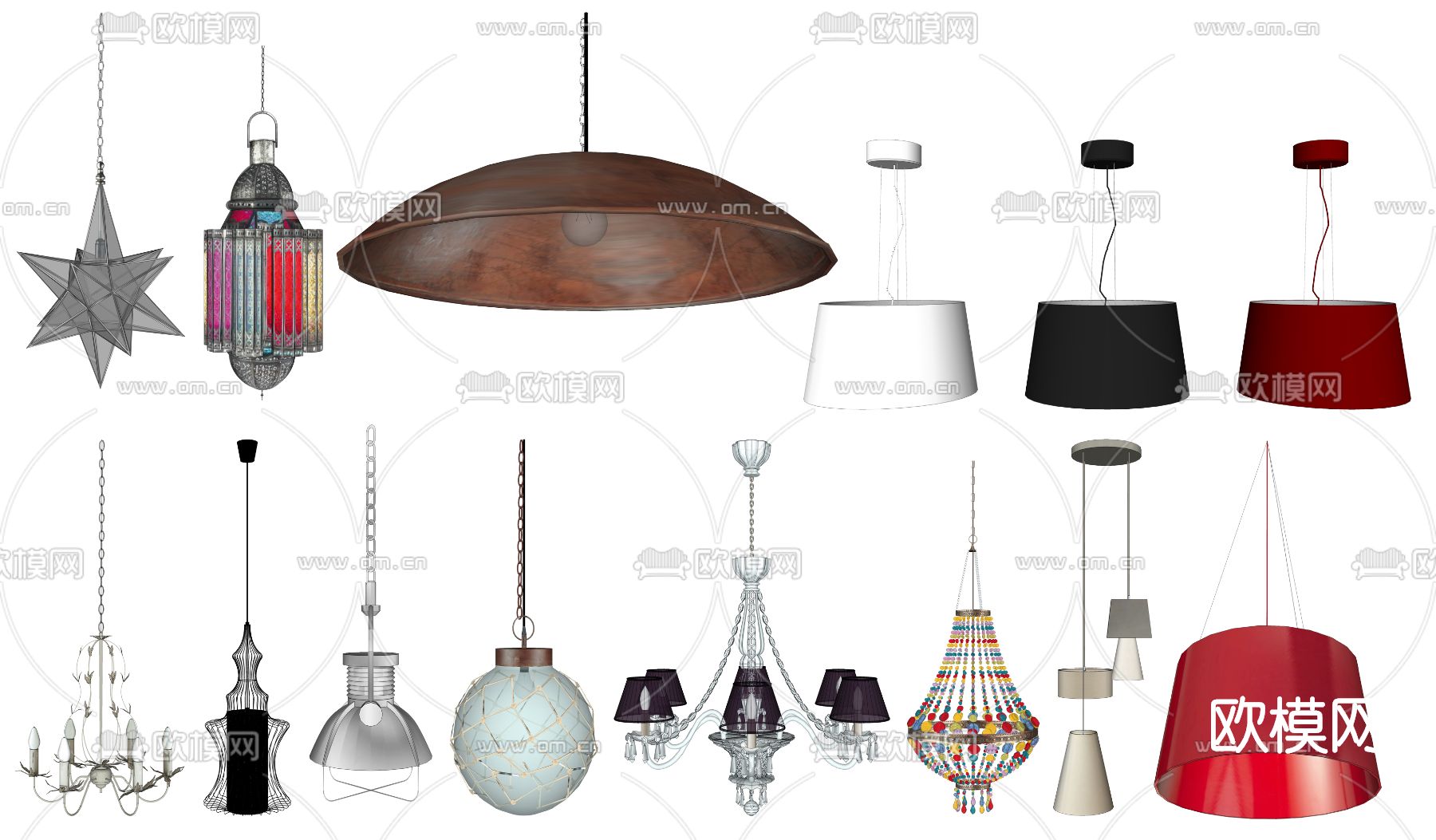 简欧水晶吊灯su模型下载