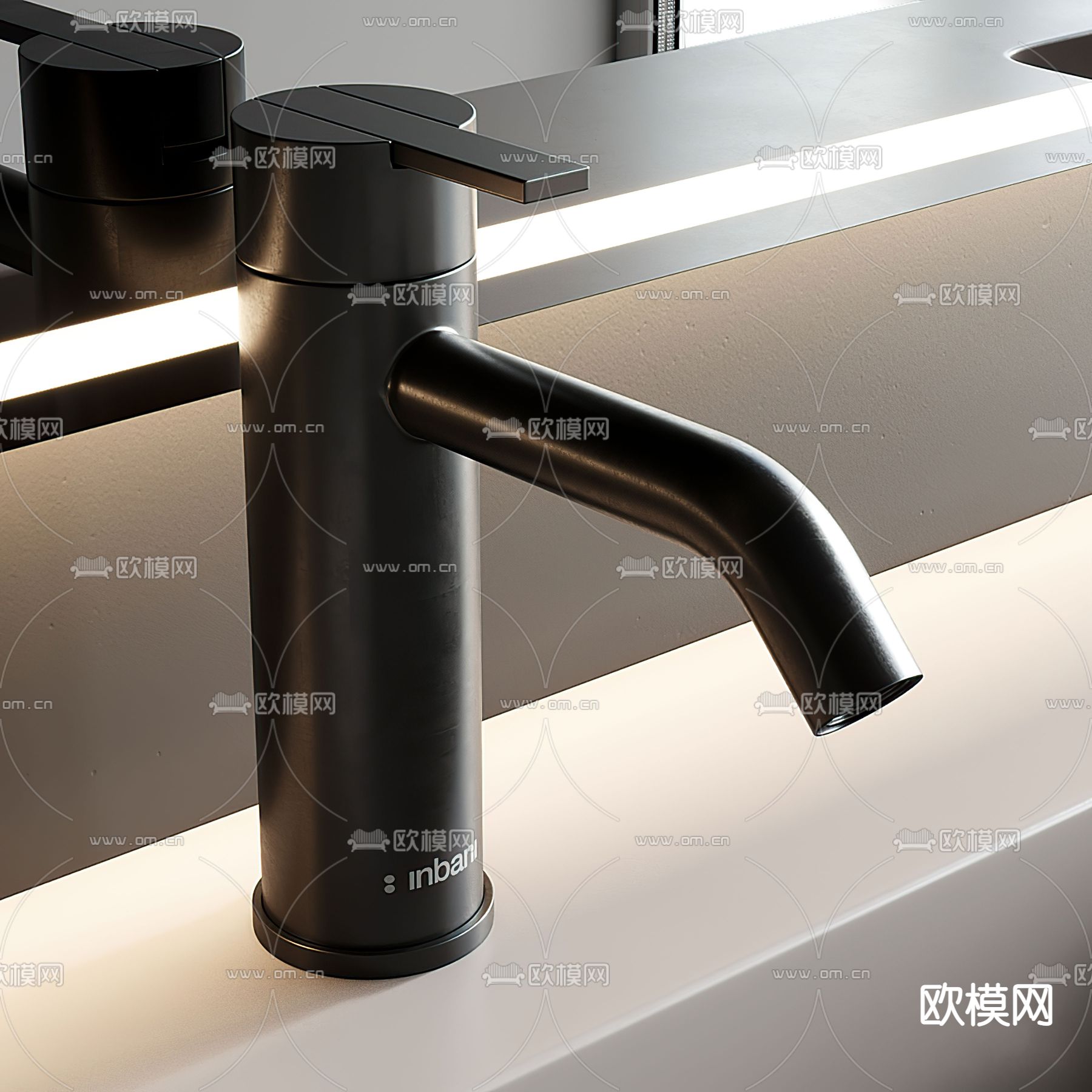 现代双盆洗手台3d模型