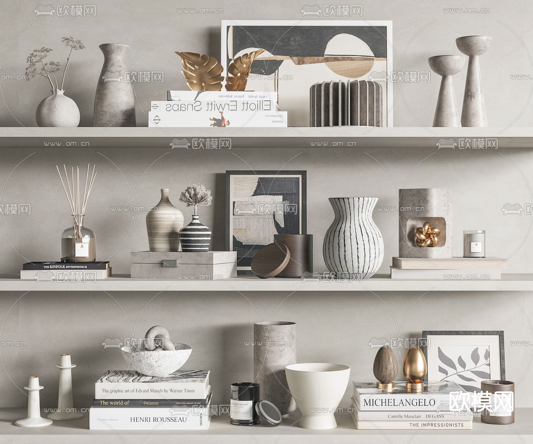 侘寂器皿书籍饰品摆件3d模型下载